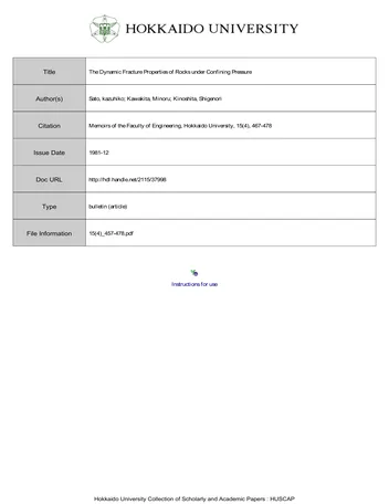 Más sobre Las Propiedades Dinámicas de Fractura de las Rocas bajo Presión de Confinamiento